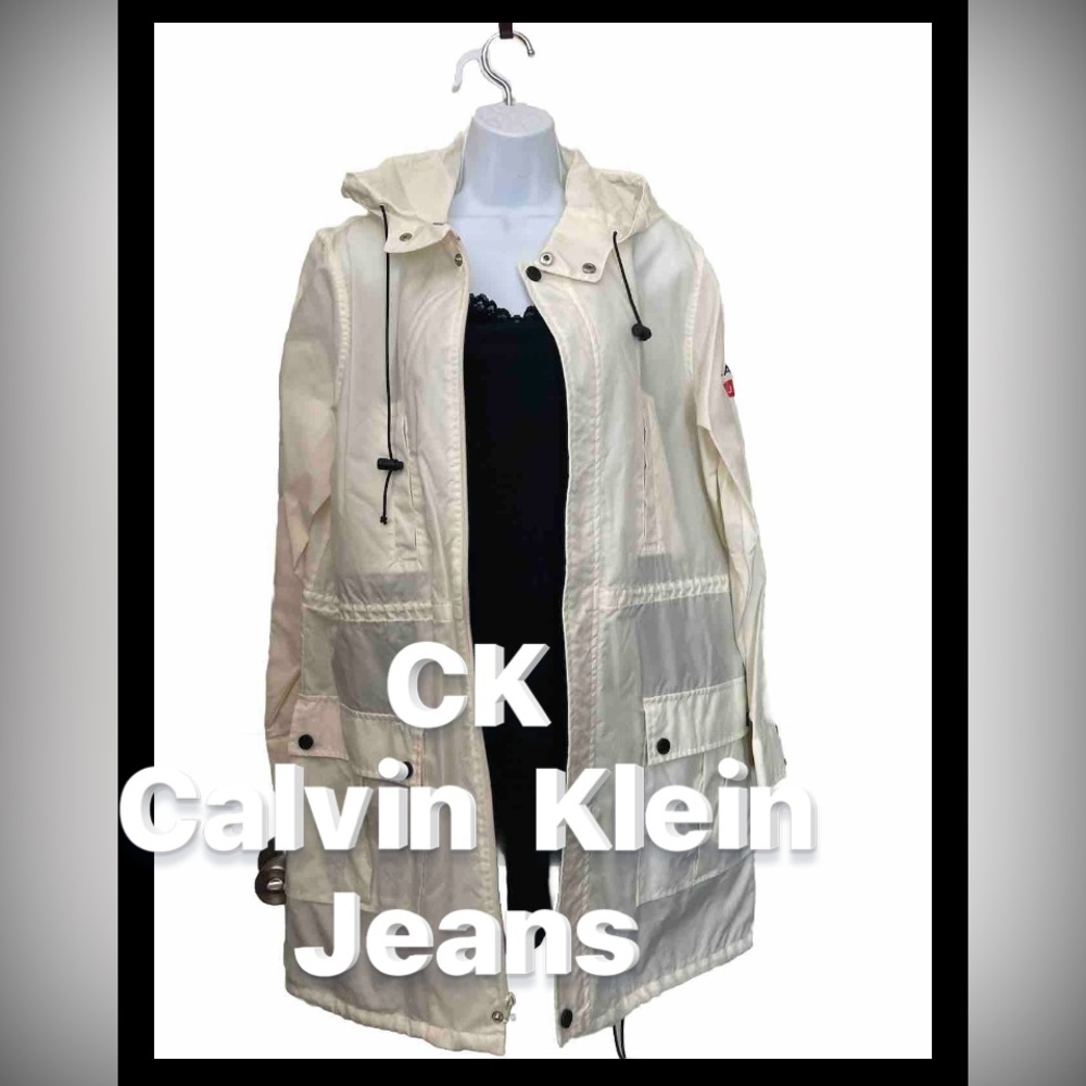 Calvin Klein Vintage White Womens Raincoat Windbreaker M